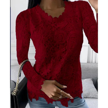 Lace T Shirt Women Elegant Casual Tshirt