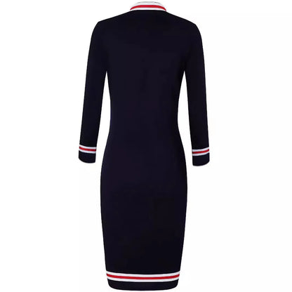 Women's Retro Long Sleeve Zipper Sexy Hip Casual Dress