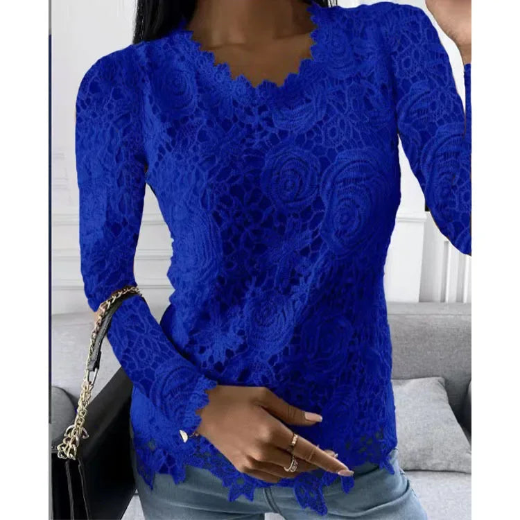 Lace T Shirt Women Elegant Casual Tshirt