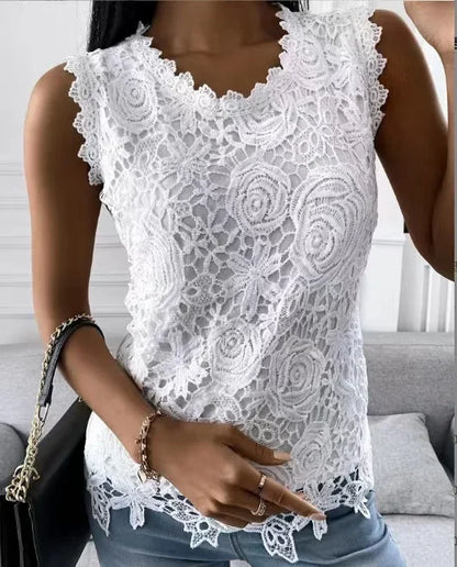 Lace T Shirt Women Elegant Casual Tshirt