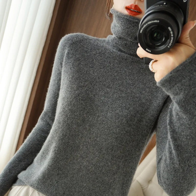 Women Sweater Winter Cashmere Turtleneck Warm Knitwear