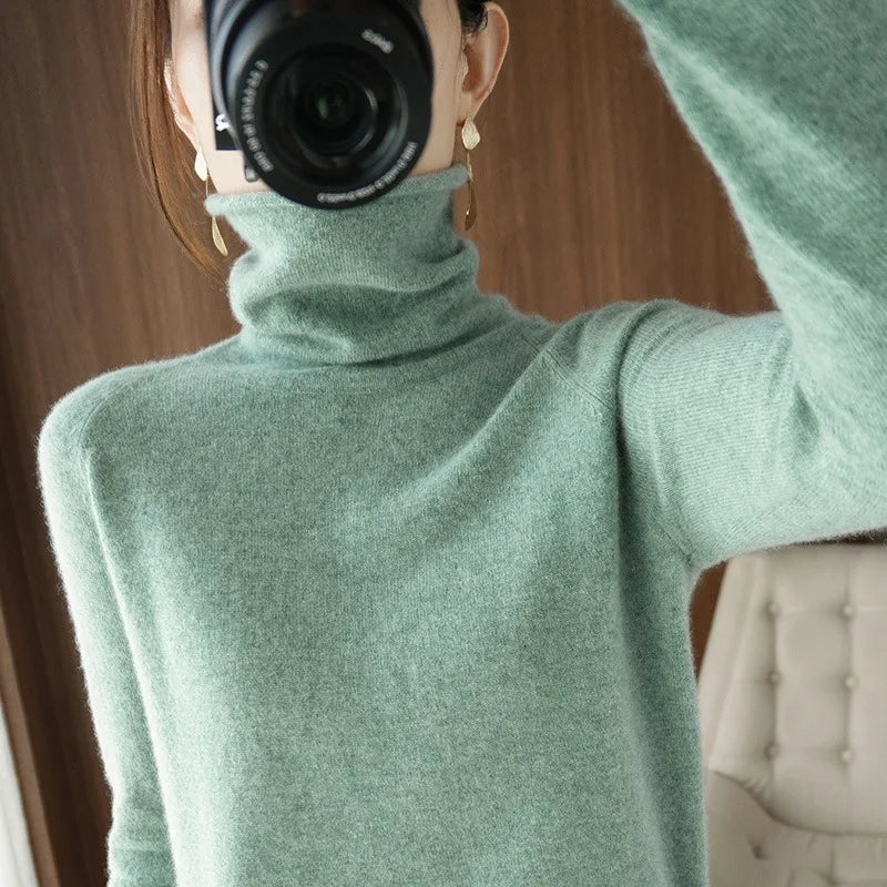 Women Sweater Winter Cashmere Turtleneck Warm Knitwear