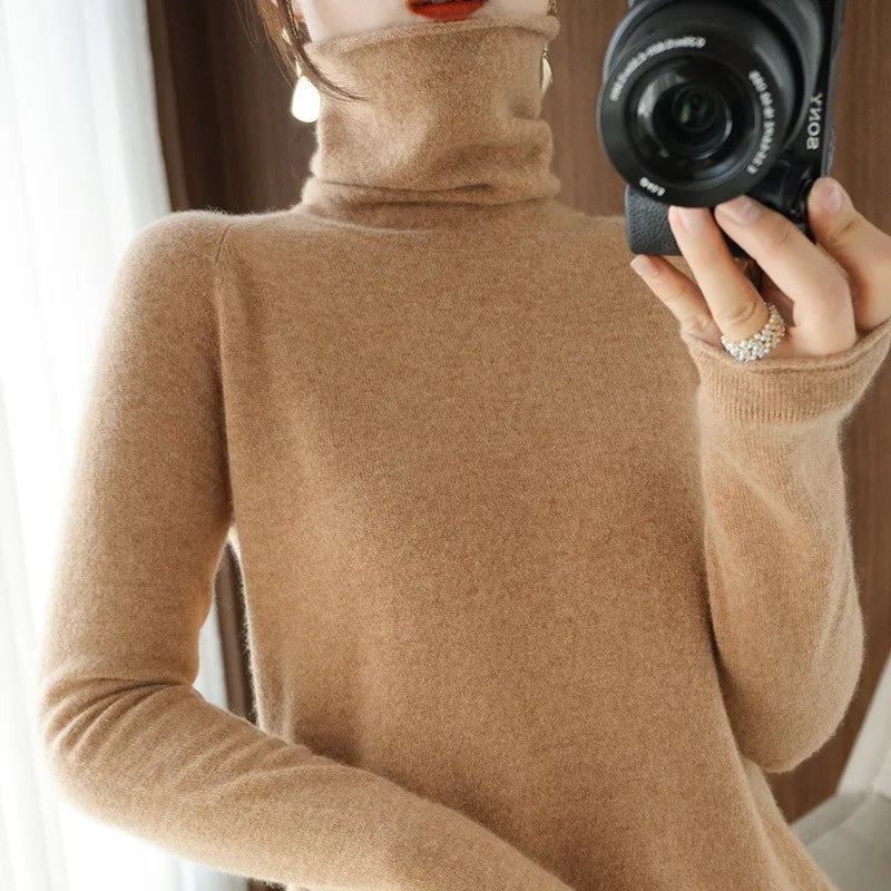 Women Sweater Winter Cashmere Turtleneck Warm Knitwear