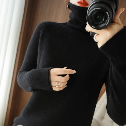 Women Sweater Winter Cashmere Turtleneck Warm Knitwear