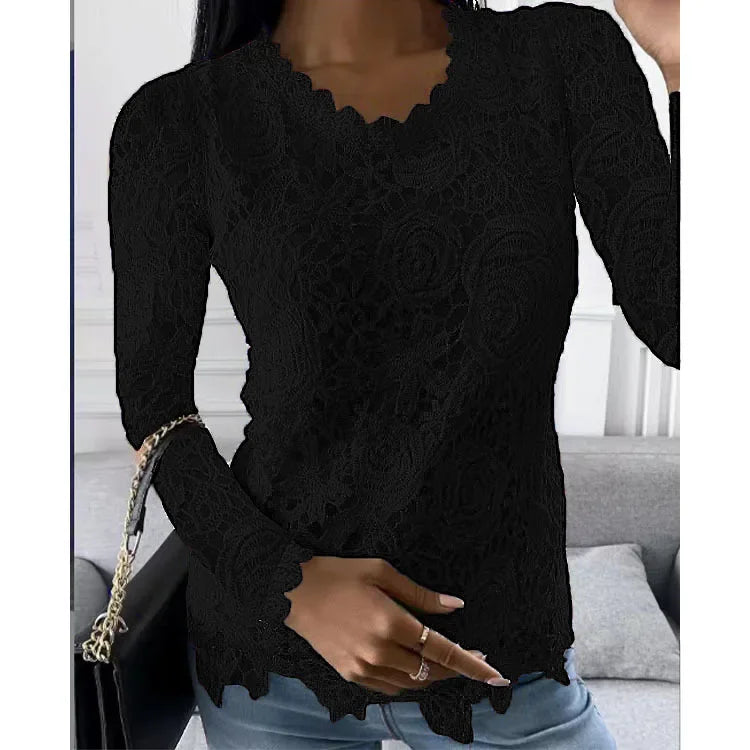 Lace T Shirt Women Elegant Casual Tshirt