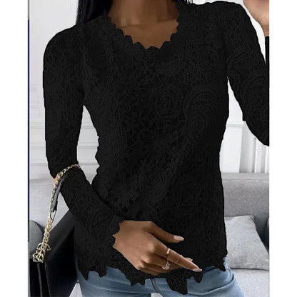 Lace T Shirt Women Elegant Casual Tshirt