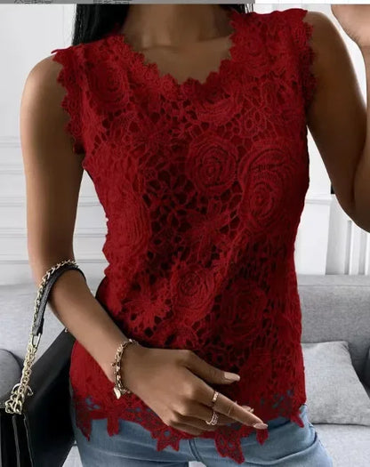 Lace T Shirt Women Elegant Casual Tshirt