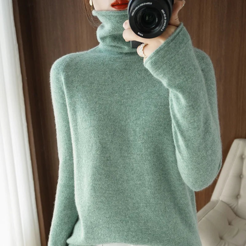 Women Sweater Winter Cashmere Turtleneck Warm Knitwear