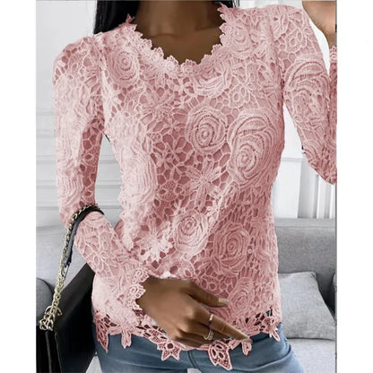 Lace T Shirt Women Elegant Casual Tshirt