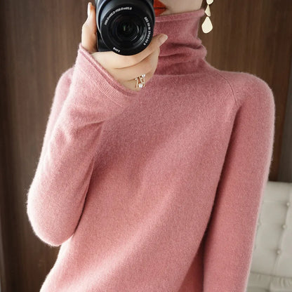 Women Sweater Winter Cashmere Turtleneck Warm Knitwear