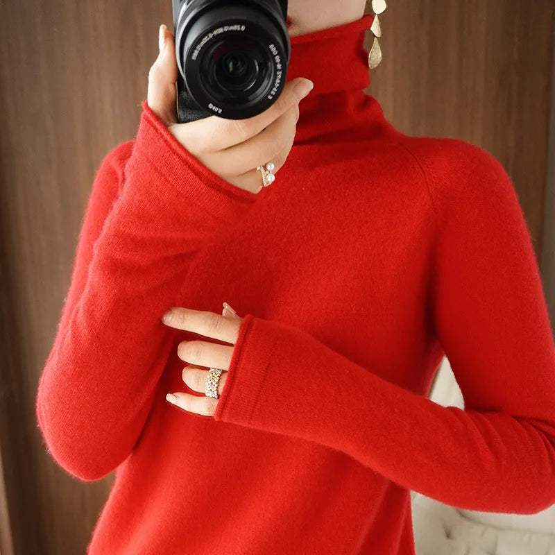 Women Sweater Winter Cashmere Turtleneck Warm Knitwear